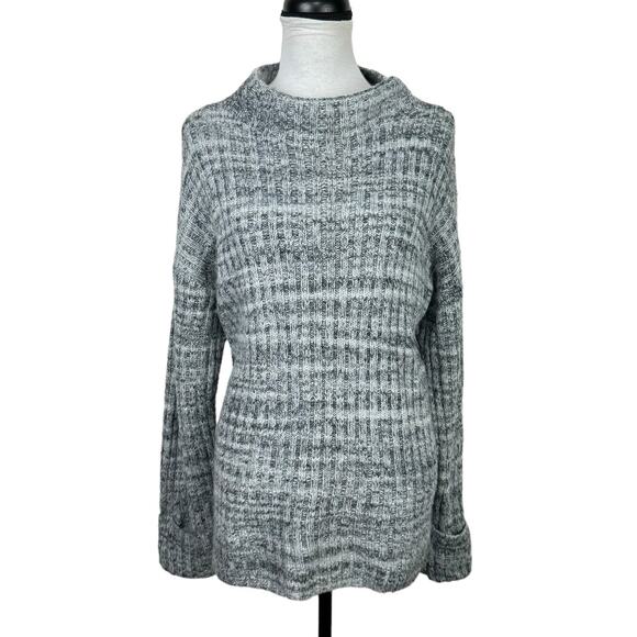 Old Navy Heather Gray Mock Neck Rib Knit Long Sleeve Cuffed Tunic Sweater - Picture 2 of 10